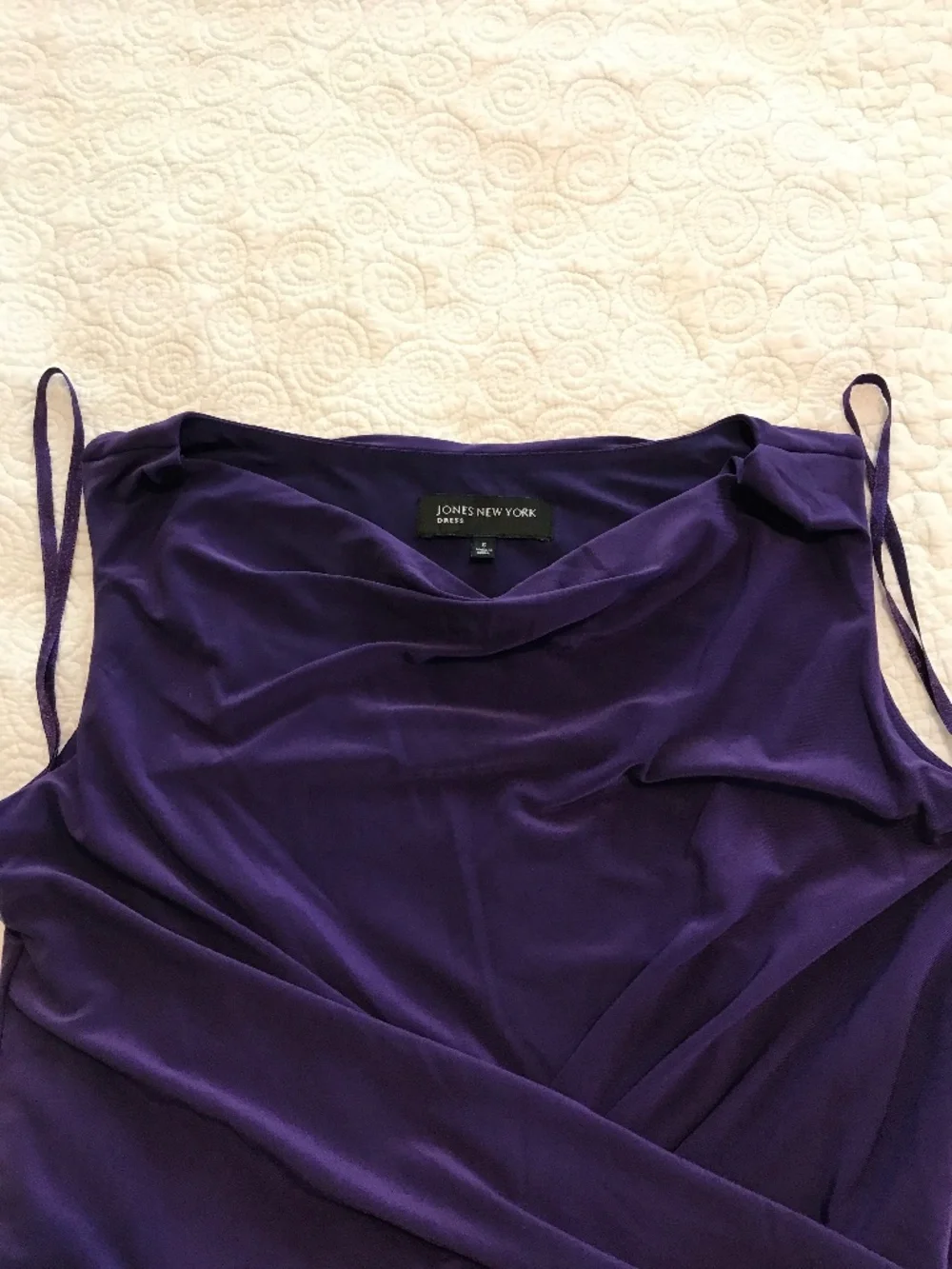 Jones NY sleeveless cowl neck purple midi length slip on dress (6) - Picture 12 of 15